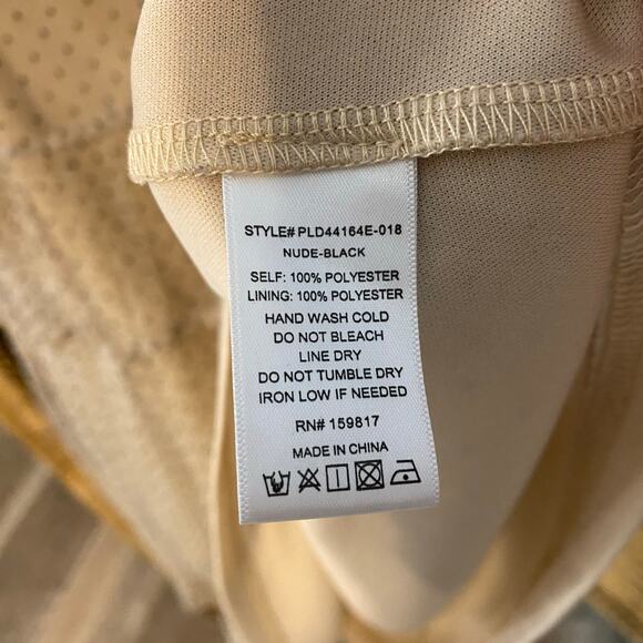 Arula X Swiss Dot Mesh Puff Sleeve Tiered Mini Dress Nude Black Polka Dot XL 14 - Picture 8 of 9